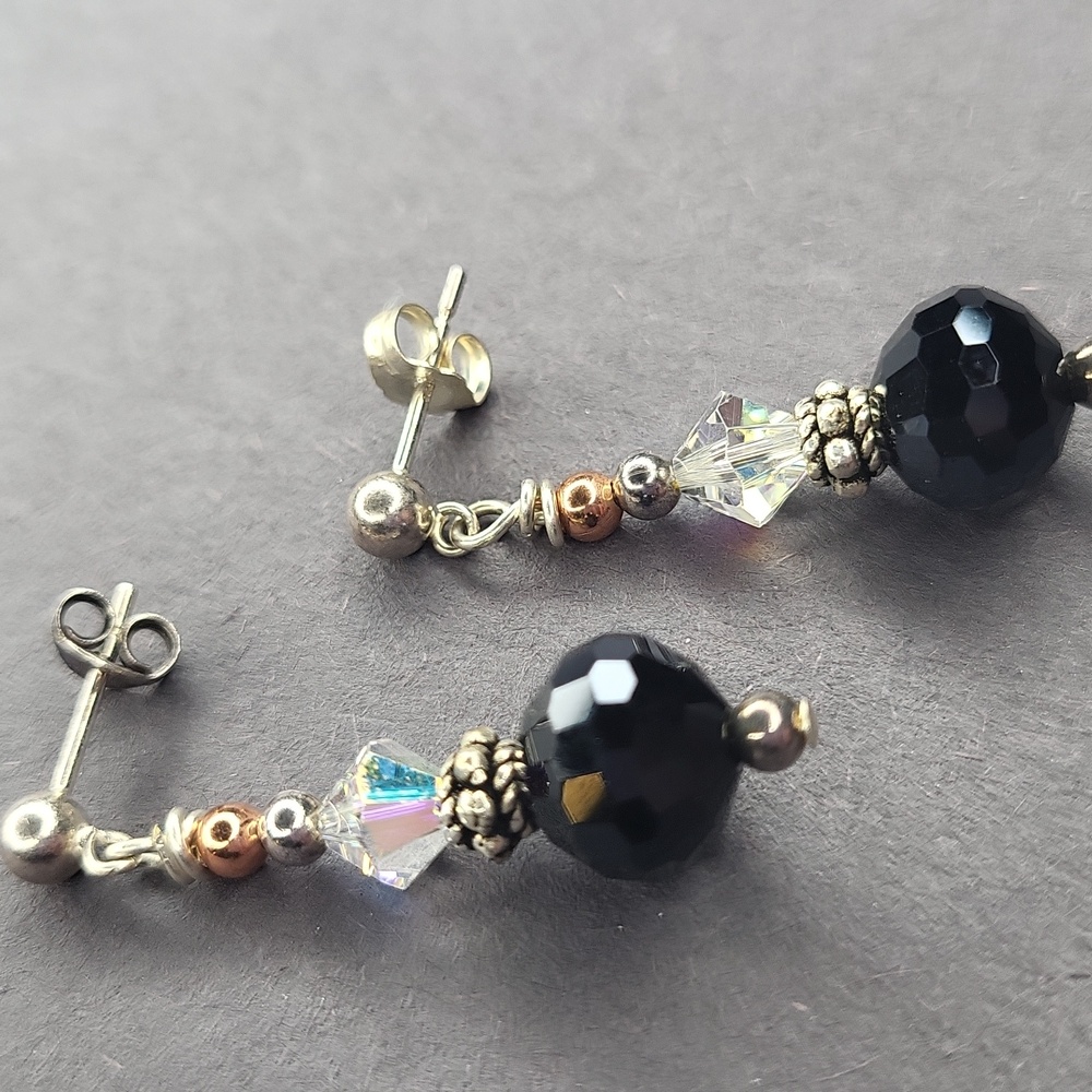 Black Facet Cut Earrings
